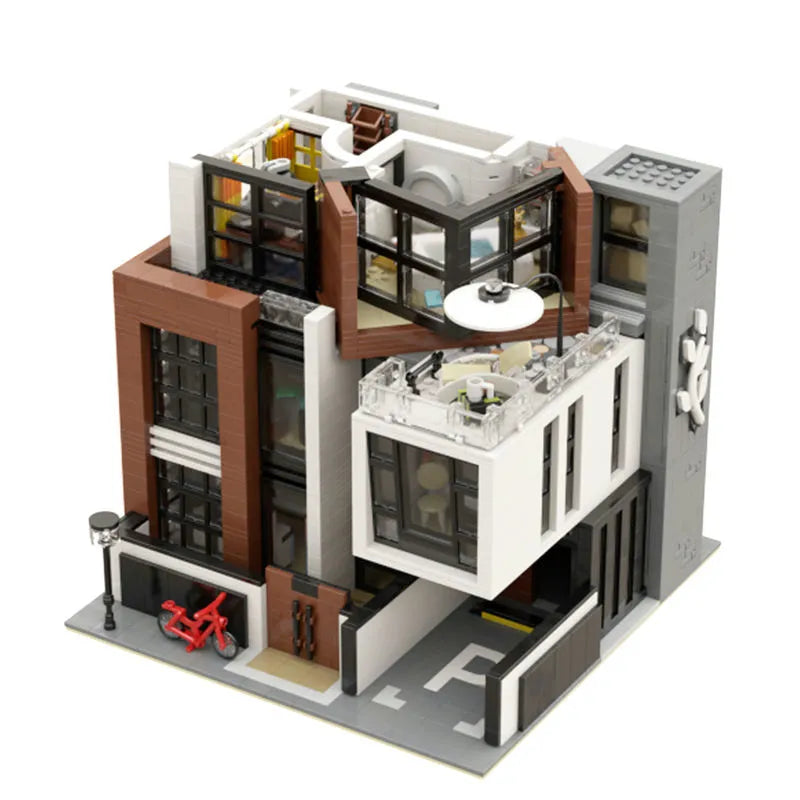 Building Blocks MOC City Expert Street Brown Modern Villa Bricks Toys 10204 Construction Set Toys - 5