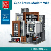 Thumbnail for Building Blocks MOC City Expert Street Brown Modern Villa Bricks Toys 10204 Construction Set Toys - 2