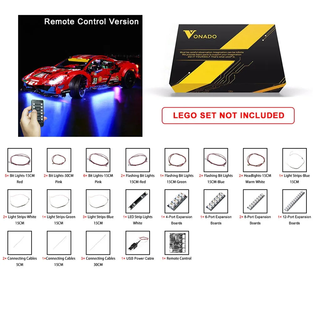 Lights Set DIY LED Lighting Set For 42125 Ferrari 488 GTE Construction Set Toys - 10