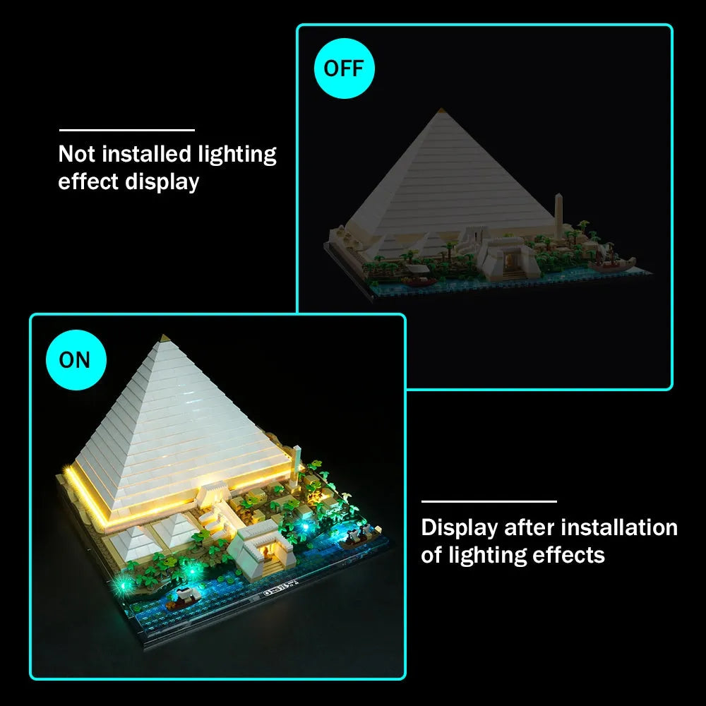 Lights Set DIY LED Lights Kit For Ideas 21058 The Great Pyramid Construction Set Toys - 2