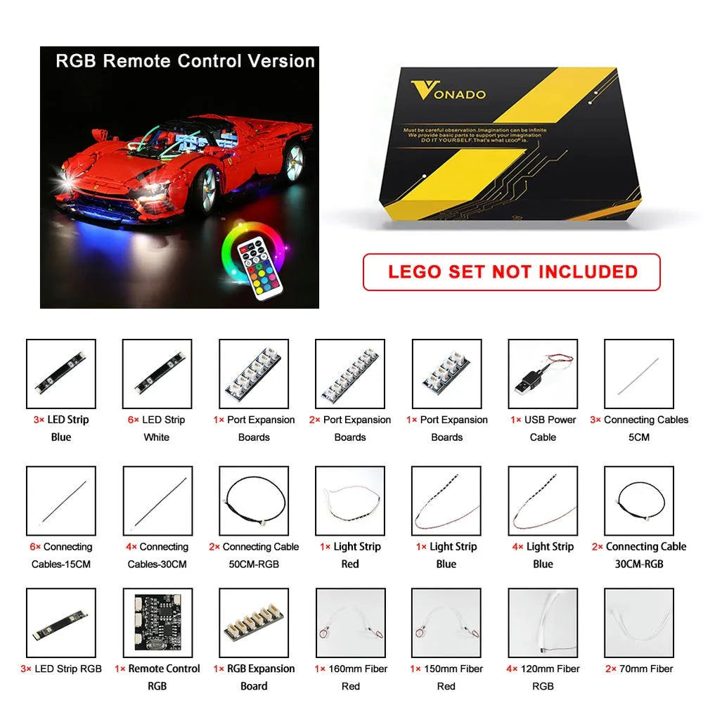 Lights Set DIY LED Lights Set For 42143 Ferrari Daytona SP3 Construction Set Toys - 14