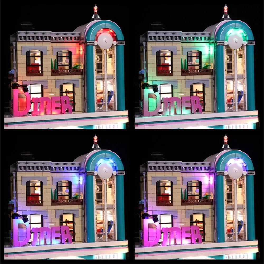 Lights Set LED Lighting Set For 10260 Downtown Diner Construction Set Toys - 2