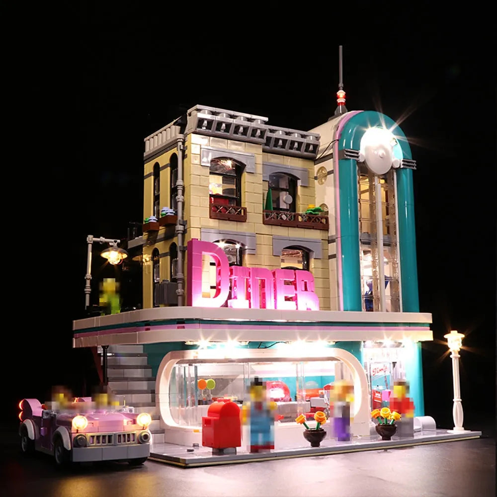 Lights Set LED Lighting Set For 10260 Downtown Diner Construction Set Toys - 1