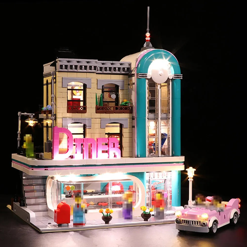 Lights Set LED Lighting Set For 10260 Downtown Diner Construction Set Toys - 4