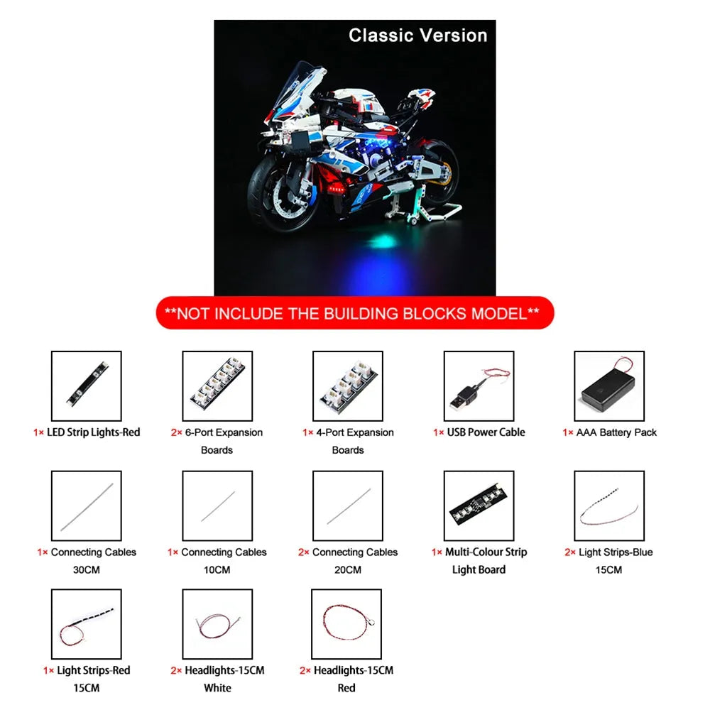 Lights Set LED Lights Set For 42130 Racing Motorcycle M 1000 RR Construction Set Toys - 8