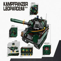 Thumbnail for Building Blocks Military WW2 German Kampfpanzer Leopard 2A6 Battle Tank Bricks Toy Construction Set Toys - 3