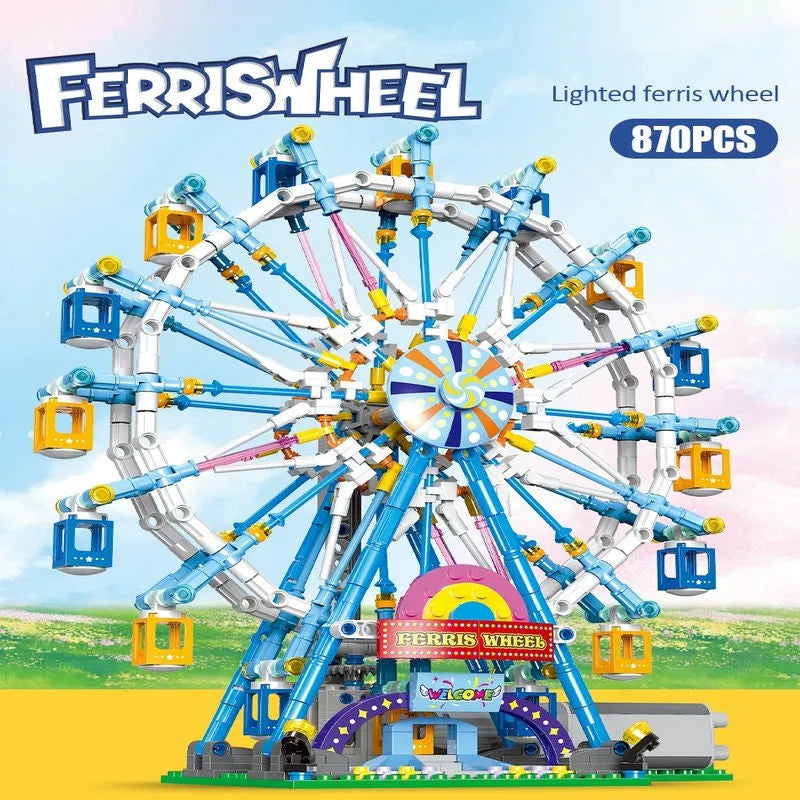 Building Blocks MOC Creator City Rotating Ferris Wheel Bricks Kids Toys - 12