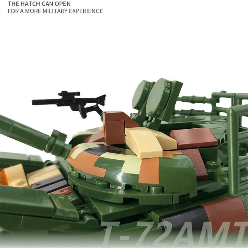 Building Blocks MOC Military WW2 T72 Main Battle Tank Bricks Kids Toys Construction Set Toys - 4