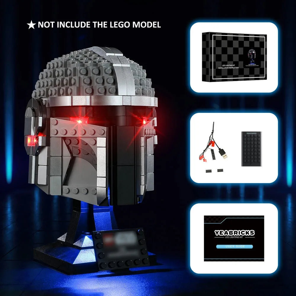 Lights Set LED Lights Kit For 75328 Mandalorian Helmet Construction Set Toys - 10