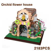 Thumbnail for Building Blocks MOC Expert Orchid Flower House Botanical Garden Bricks Toy Construction Set Toys - 7