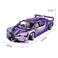 Thumbnail for Building Blocks Tech MOC Bugatti Chiron Racing Sports Car MINI Bricks Toy Construction Set Toys - 1