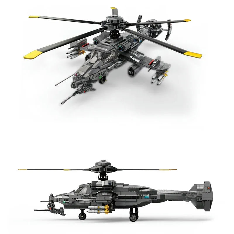 Technic MOC Science Fiction Firewolf Attack Helicopter Bricks Toy